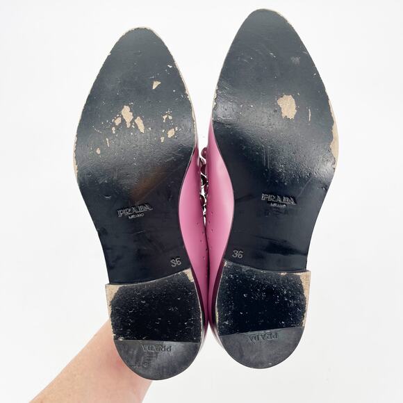 Prada Pink Studded Leather Oxford Lace Up Shoes with Silver Hardware IT 36 - Picture 12 of 13